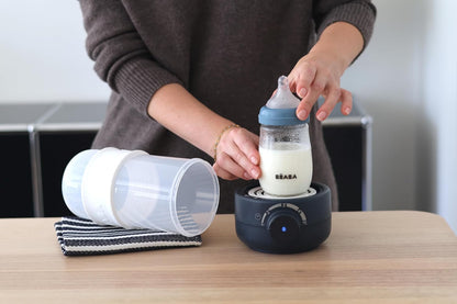 BEABA Fast Baby Bottle Warmer, Baby Food Warmer, Warm Infant Formula and Breastmilk in Just 2 Mins, Fits All Baby Bottle Sizes, Baby Essentials, Midnight