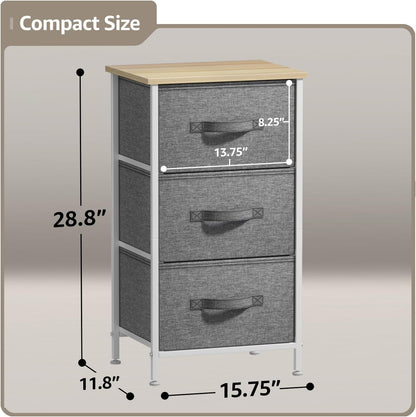 Nightstand, 5-Drawer Tall Chest for Bedroom, Wood Top (Gray Wood)