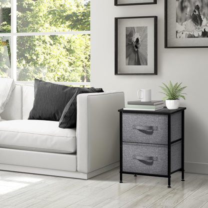 Nightstand, 5-Drawer Tall Chest for Bedroom, Wood Top (Gray Wood)