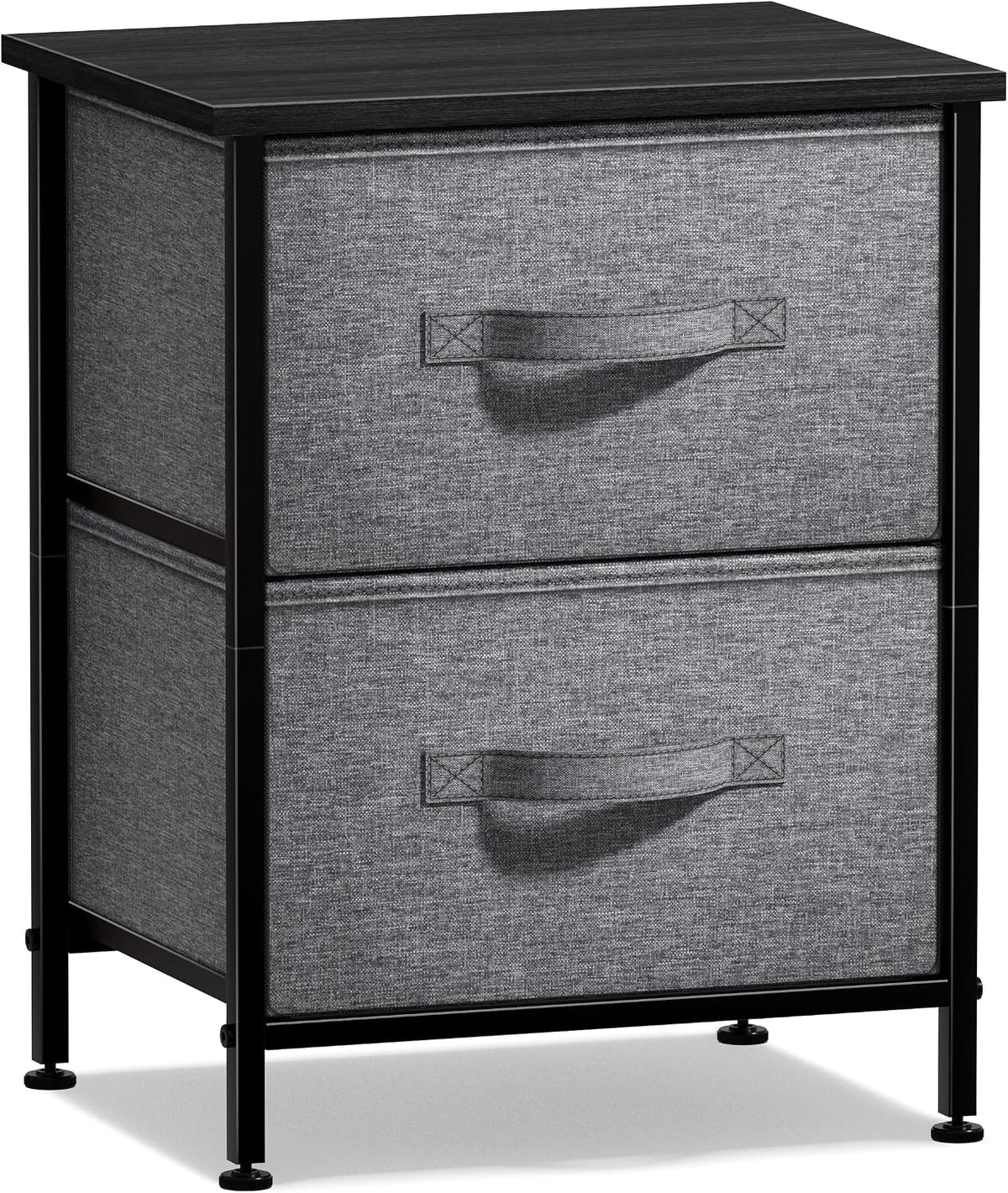 Nightstand, 5-Drawer Tall Chest for Bedroom, Wood Top (Gray Wood)
