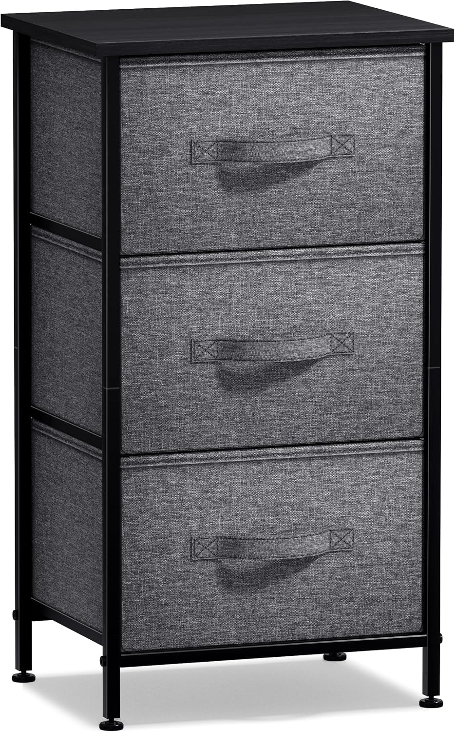 Nightstand, 5-Drawer Tall Chest for Bedroom, Wood Top (Gray Wood)