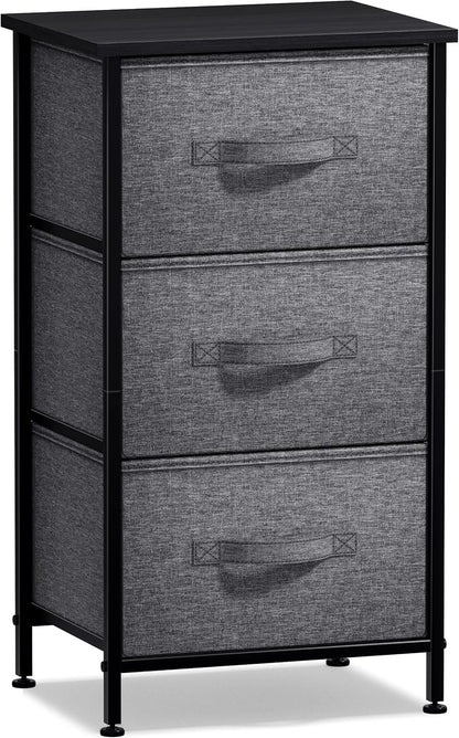 Nightstand, 5-Drawer Tall Chest for Bedroom, Wood Top (Gray Wood)