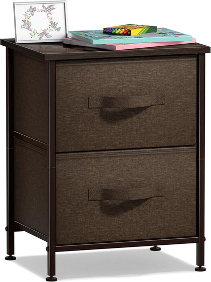 Nightstand, 5-Drawer Tall Chest for Bedroom, Wood Top (Gray Wood)