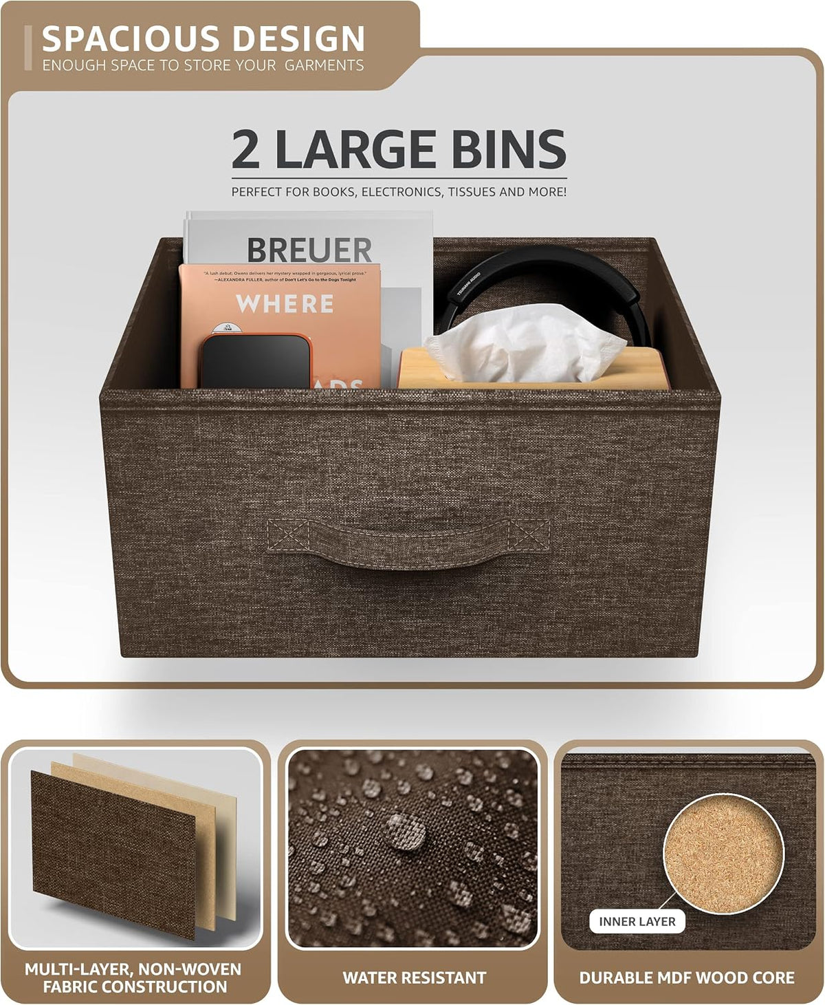 Nightstand, 5-Drawer Tall Chest for Bedroom, Wood Top (Gray Wood)
