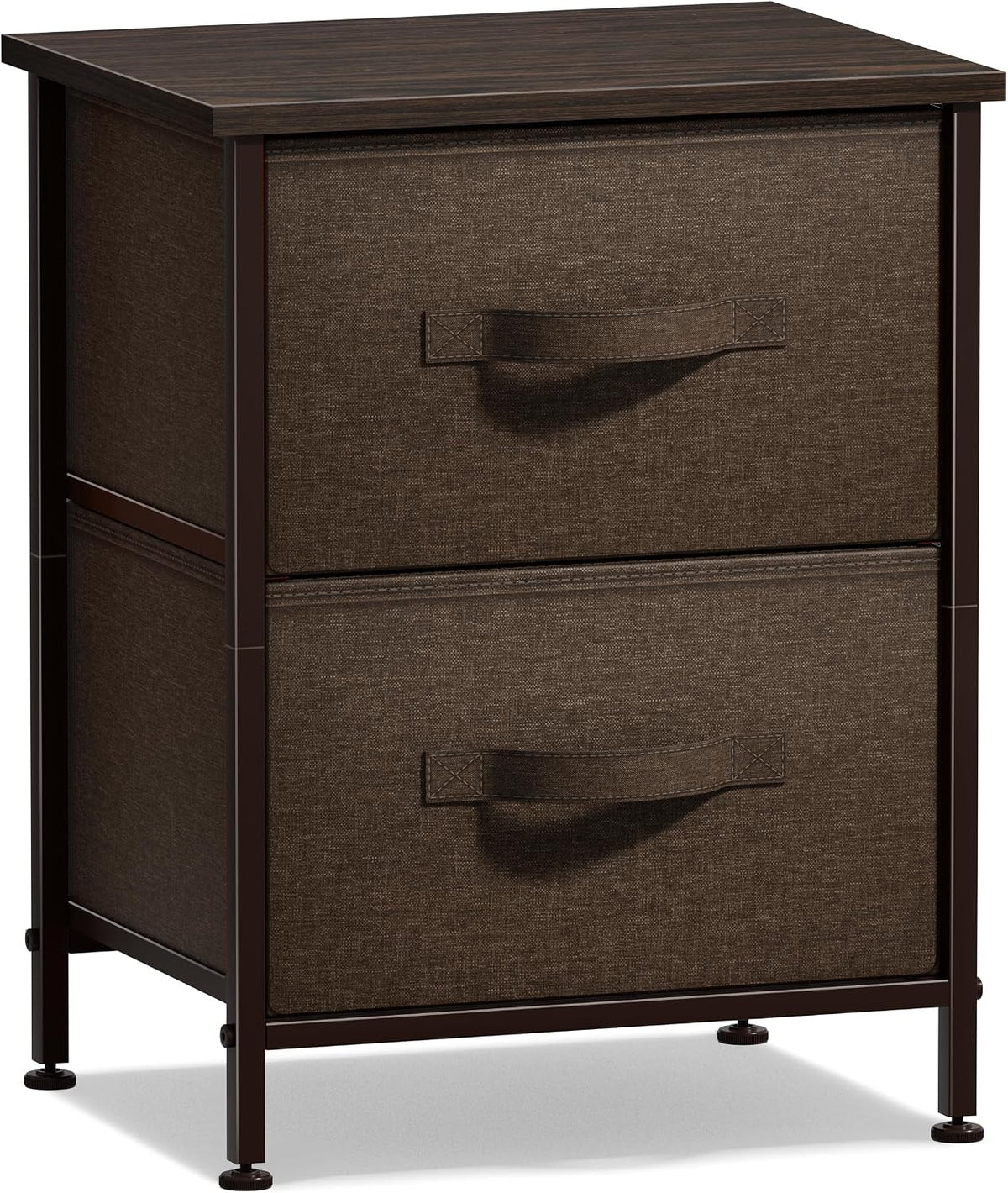 Nightstand, 5-Drawer Tall Chest for Bedroom, Wood Top (Gray Wood)