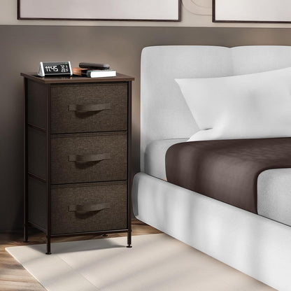 Nightstand, 5-Drawer Tall Chest for Bedroom, Wood Top (Gray Wood)