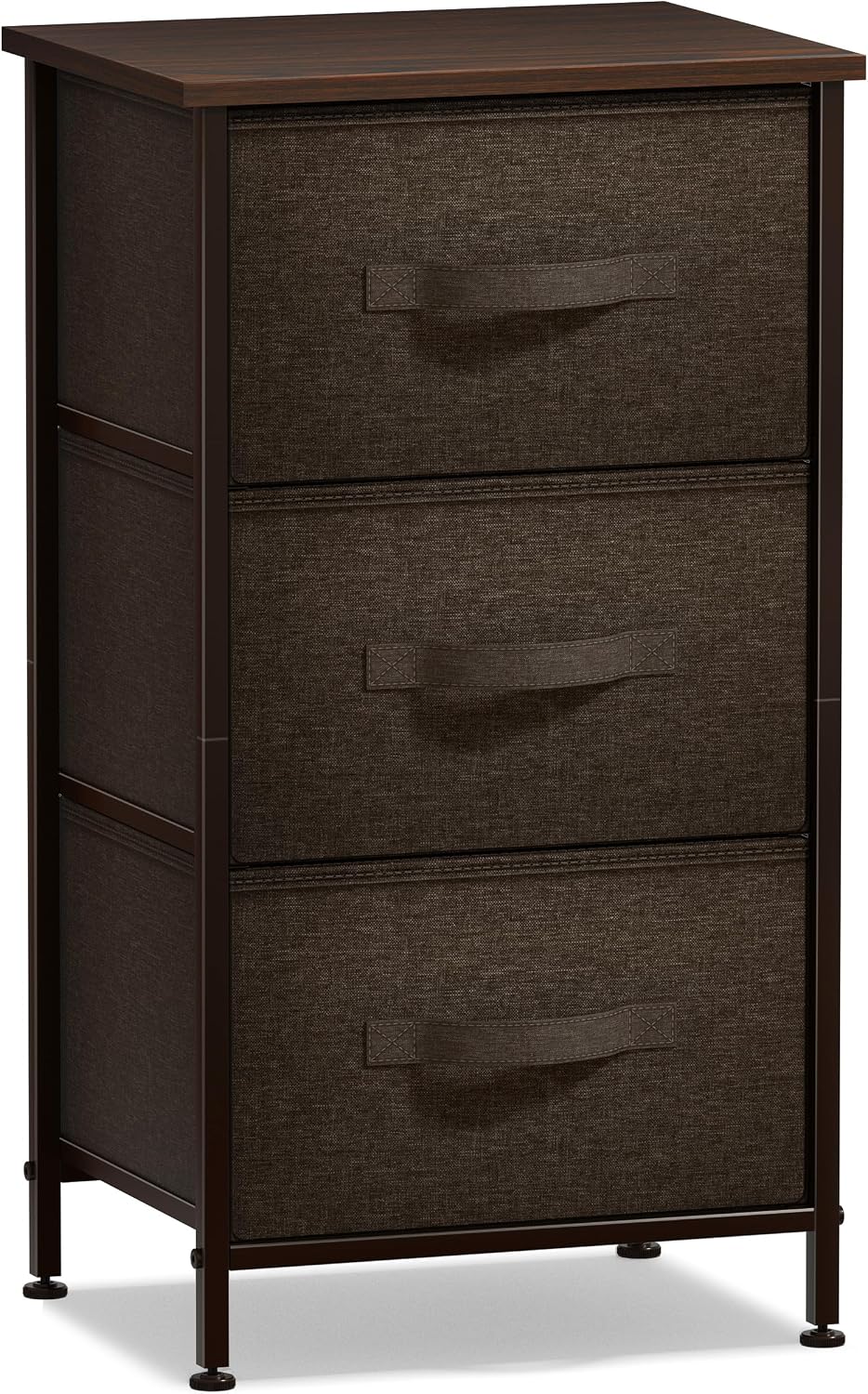 Nightstand, 5-Drawer Tall Chest for Bedroom, Wood Top (Gray Wood)