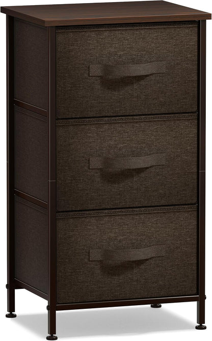 Nightstand, 5-Drawer Tall Chest for Bedroom, Wood Top (Gray Wood)