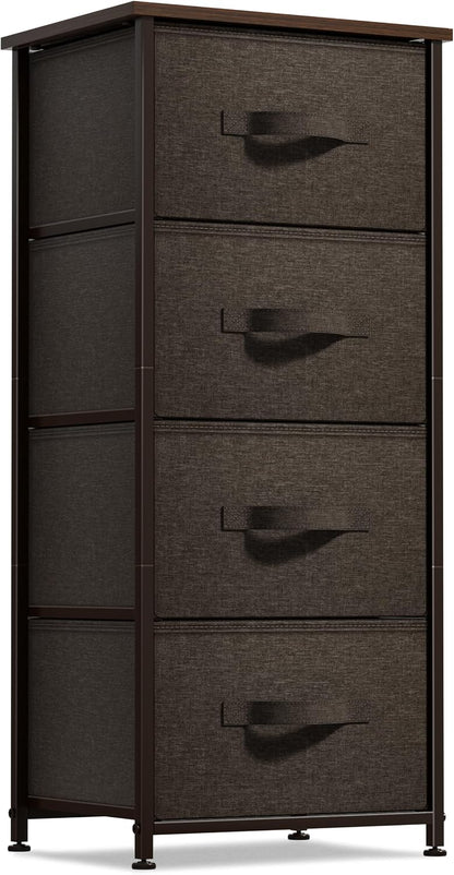 Nightstand, 5-Drawer Tall Chest for Bedroom, Wood Top (Gray Wood)