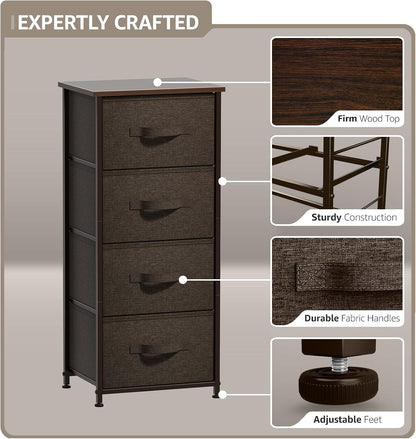 Nightstand, 5-Drawer Tall Chest for Bedroom, Wood Top (Gray Wood)