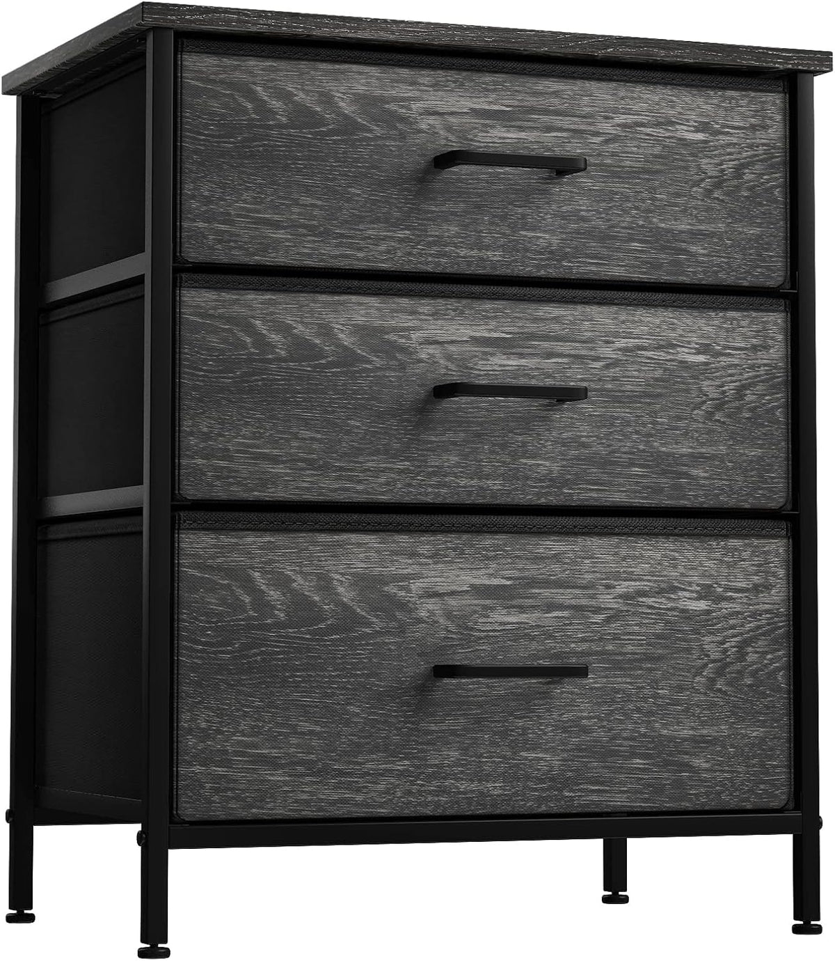 Nightstand, 5-Drawer Tall Chest for Bedroom, Wood Top (Gray Wood)