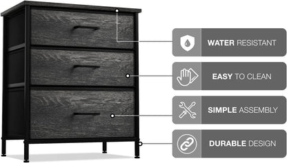 Nightstand, 5-Drawer Tall Chest for Bedroom, Wood Top (Gray Wood)