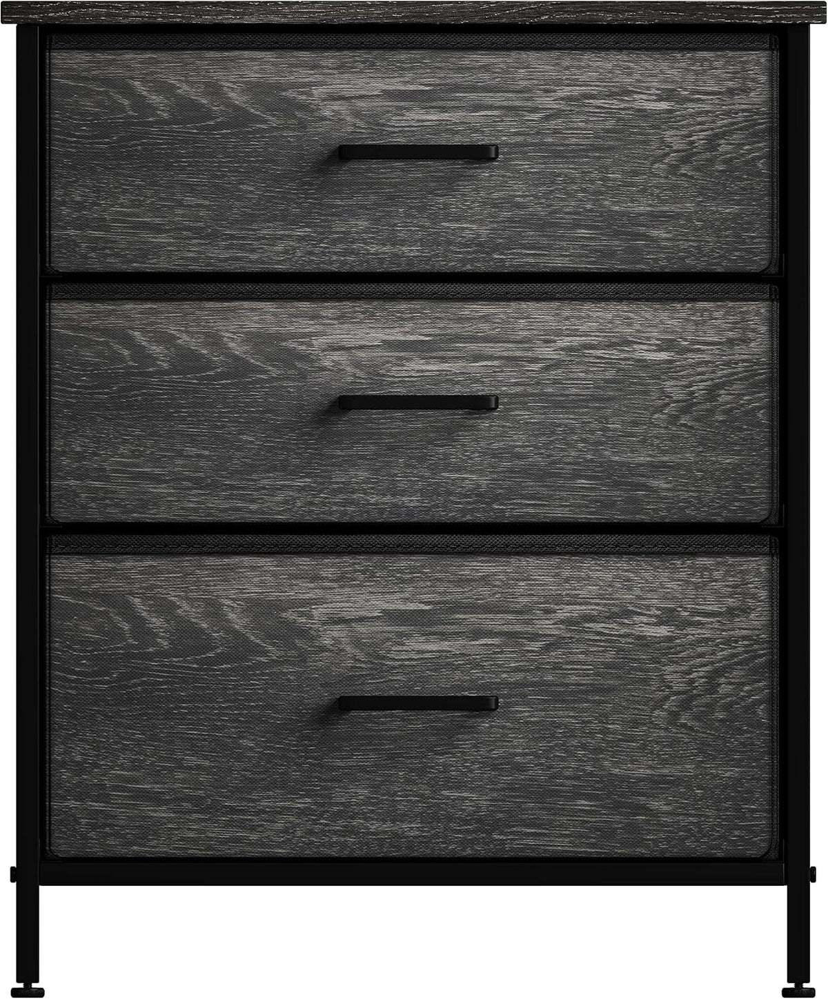 Nightstand, 5-Drawer Tall Chest for Bedroom, Wood Top (Gray Wood)