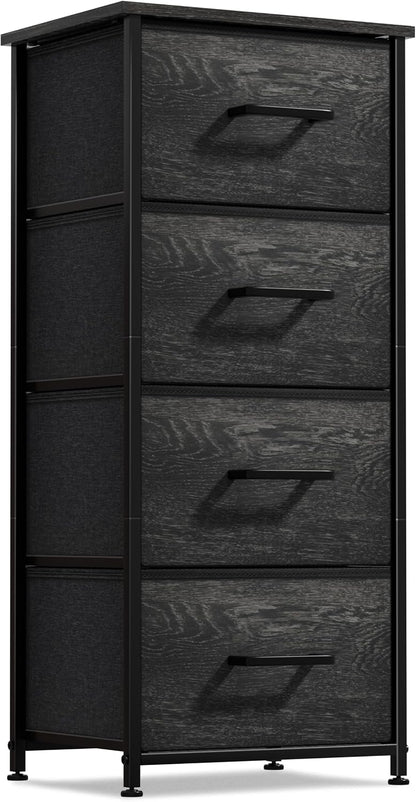 Nightstand, 5-Drawer Tall Chest for Bedroom, Wood Top (Gray Wood)