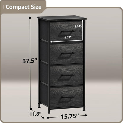 Nightstand, 5-Drawer Tall Chest for Bedroom, Wood Top (Gray Wood)