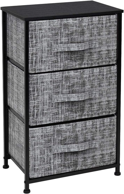 Nightstand, 5-Drawer Tall Chest for Bedroom, Wood Top (Gray Wood)