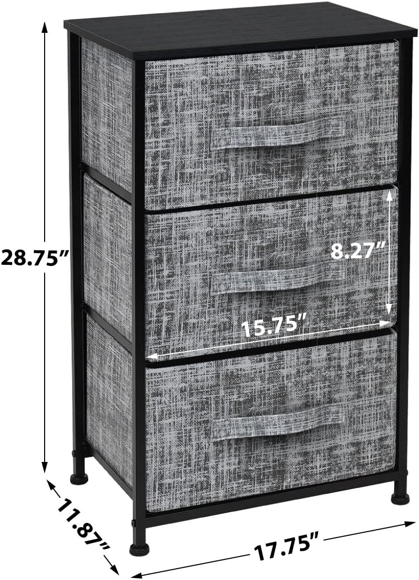 Nightstand, 5-Drawer Tall Chest for Bedroom, Wood Top (Gray Wood)