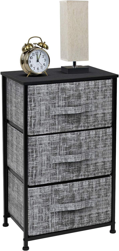 Nightstand, 5-Drawer Tall Chest for Bedroom, Wood Top (Gray Wood)