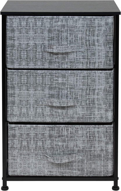 Nightstand, 5-Drawer Tall Chest for Bedroom, Wood Top (Gray Wood)