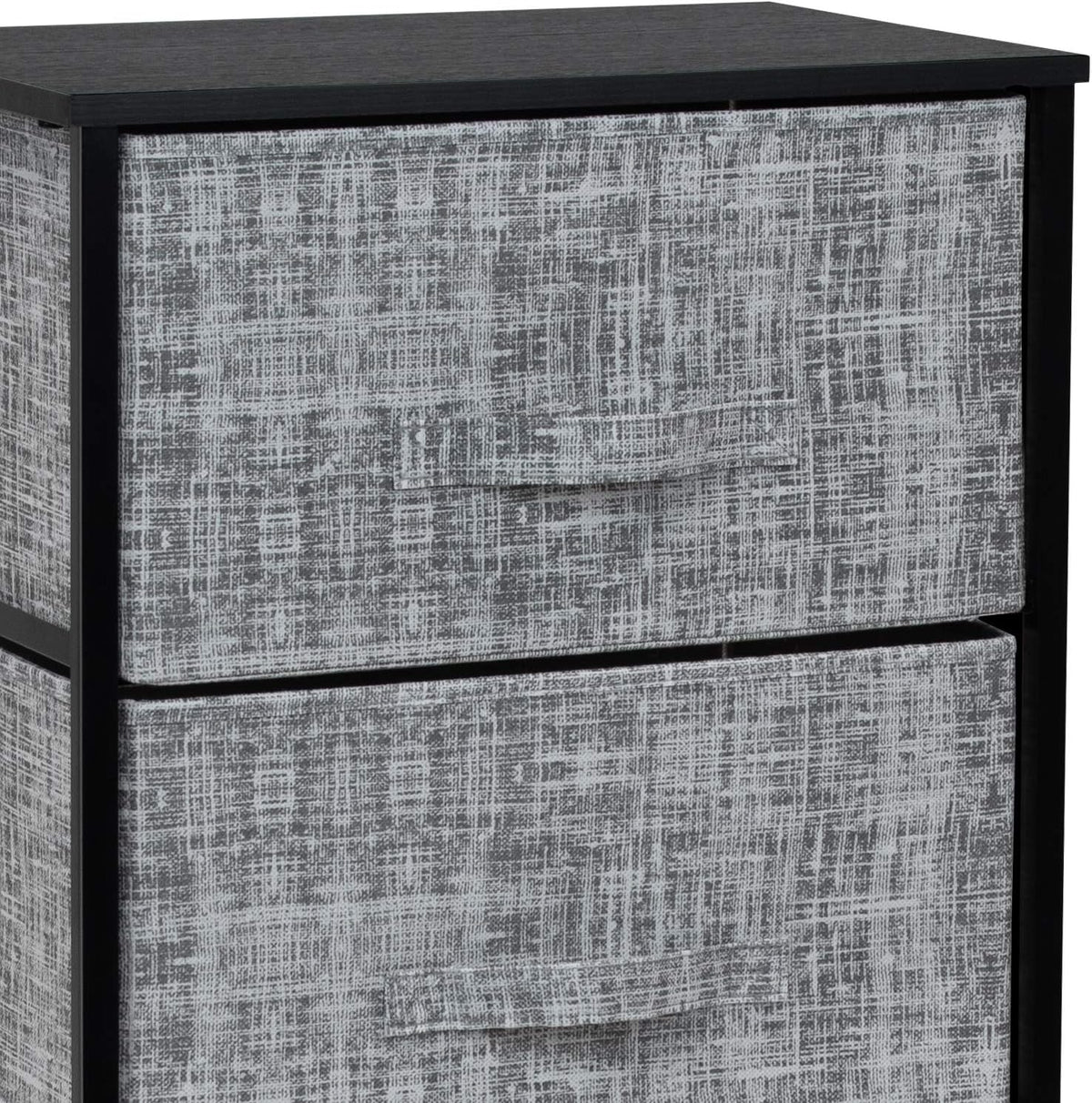 Nightstand, 5-Drawer Tall Chest for Bedroom, Wood Top (Gray Wood)