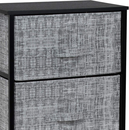 Nightstand, 5-Drawer Tall Chest for Bedroom, Wood Top (Gray Wood)