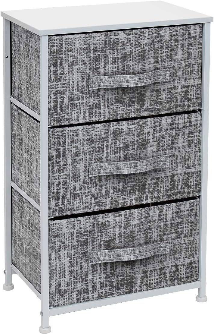 Nightstand, 5-Drawer Tall Chest for Bedroom, Wood Top (Gray Wood)