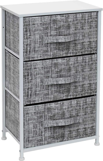 Nightstand, 5-Drawer Tall Chest for Bedroom, Wood Top (Gray Wood)
