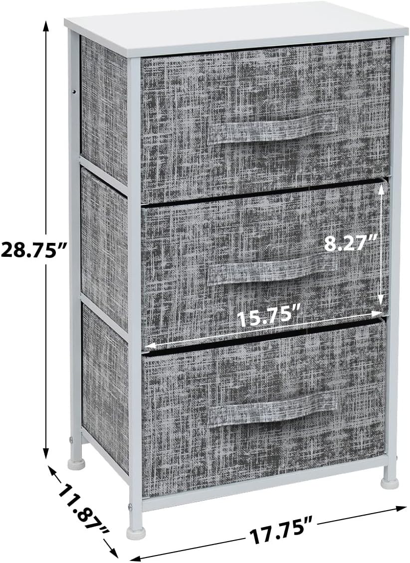 Nightstand, 5-Drawer Tall Chest for Bedroom, Wood Top (Gray Wood)