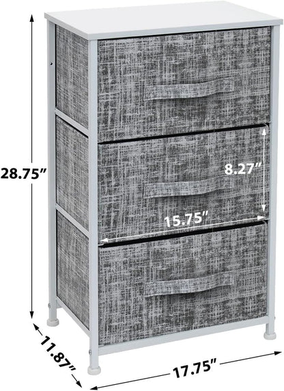 Nightstand, 5-Drawer Tall Chest for Bedroom, Wood Top (Gray Wood)