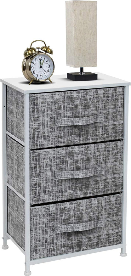 Nightstand, 5-Drawer Tall Chest for Bedroom, Wood Top (Gray Wood)
