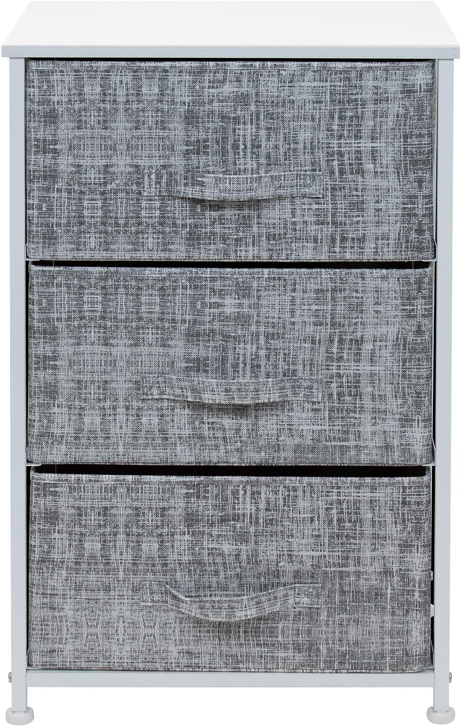 Nightstand, 5-Drawer Tall Chest for Bedroom, Wood Top (Gray Wood)