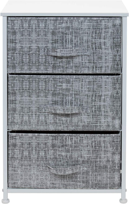 Nightstand, 5-Drawer Tall Chest for Bedroom, Wood Top (Gray Wood)