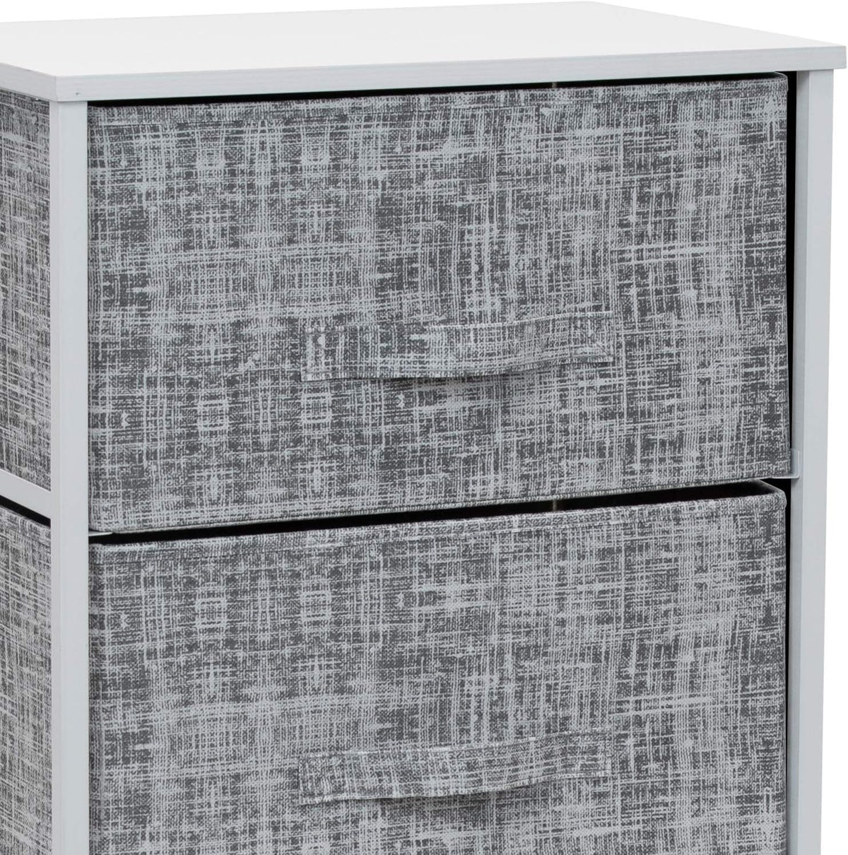 Nightstand, 5-Drawer Tall Chest for Bedroom, Wood Top (Gray Wood)