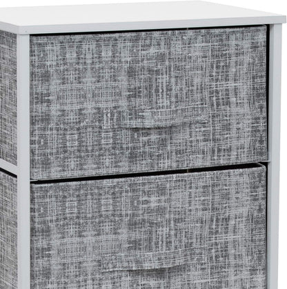 Nightstand, 5-Drawer Tall Chest for Bedroom, Wood Top (Gray Wood)