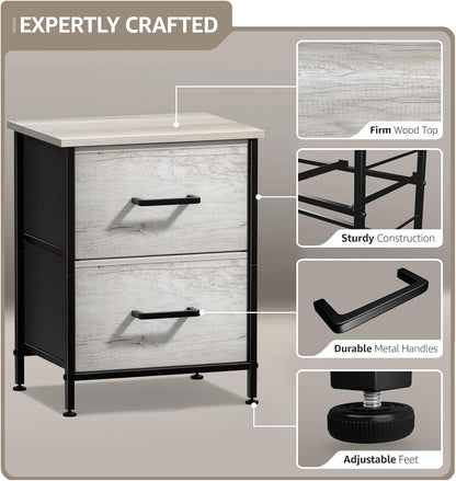 Nightstand, 5-Drawer Tall Chest for Bedroom, Wood Top (Gray Wood)