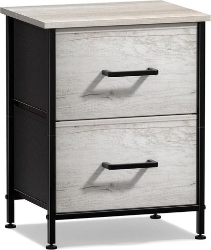 Nightstand, 5-Drawer Tall Chest for Bedroom, Wood Top (Gray Wood)