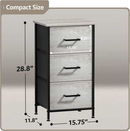Nightstand, 5-Drawer Tall Chest for Bedroom, Wood Top (Gray Wood)