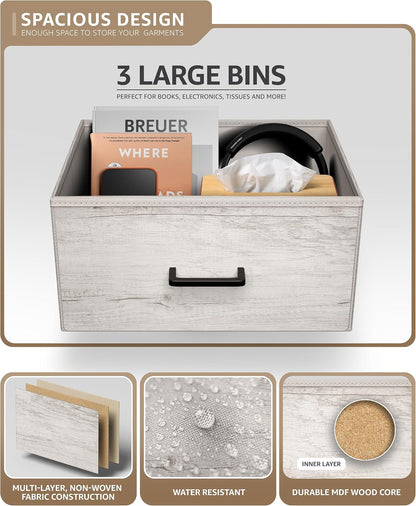 Nightstand, 5-Drawer Tall Chest for Bedroom, Wood Top (Gray Wood)