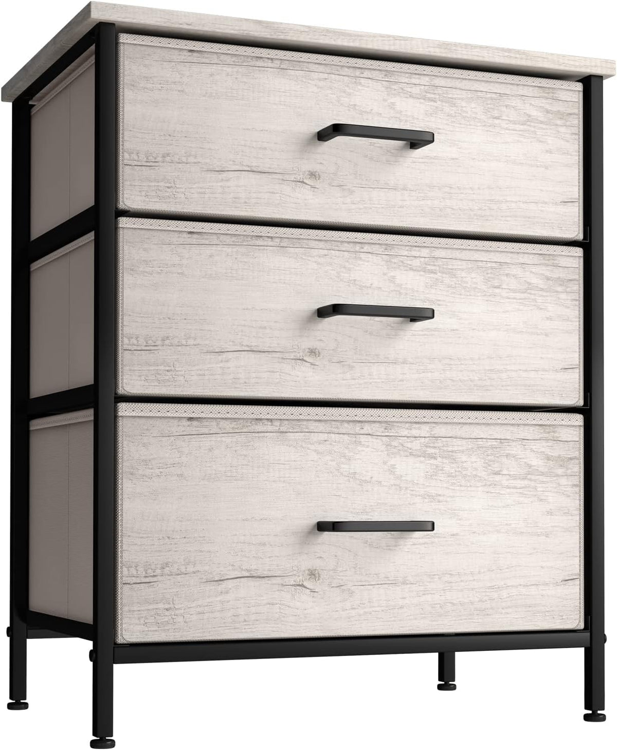 Nightstand, 5-Drawer Tall Chest for Bedroom, Wood Top (Gray Wood)