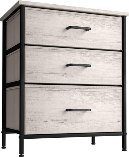 Nightstand, 5-Drawer Tall Chest for Bedroom, Wood Top (Gray Wood)