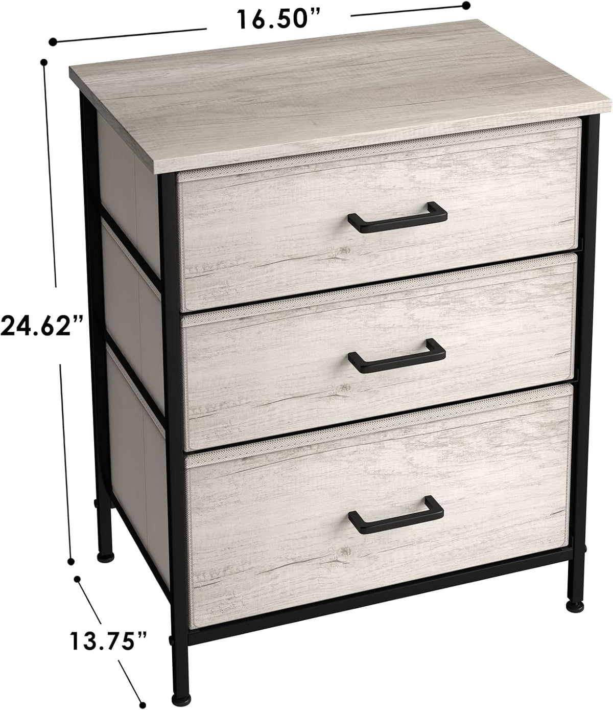 Nightstand, 5-Drawer Tall Chest for Bedroom, Wood Top (Gray Wood)
