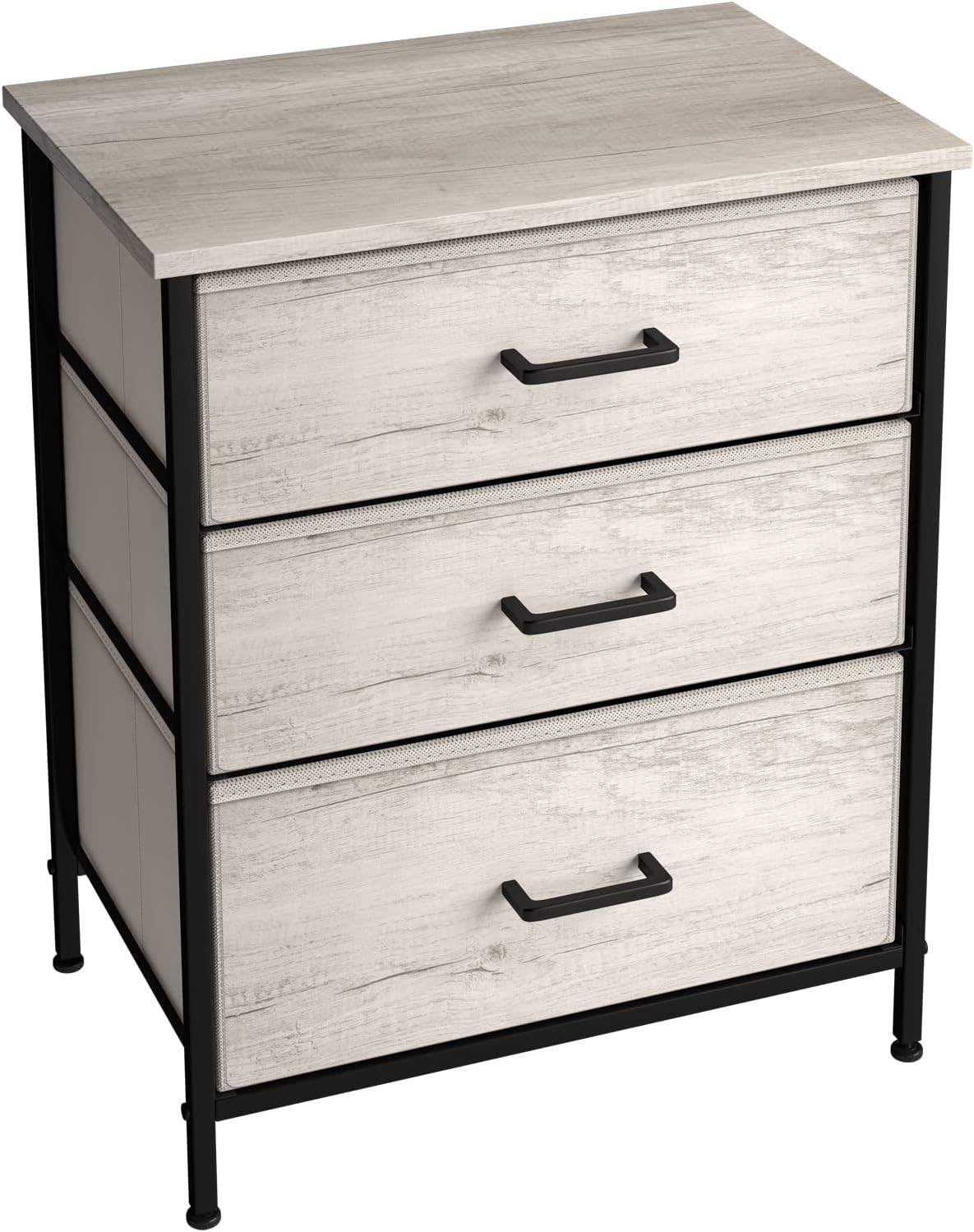 Nightstand, 5-Drawer Tall Chest for Bedroom, Wood Top (Gray Wood)