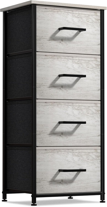 Nightstand, 5-Drawer Tall Chest for Bedroom, Wood Top (Gray Wood)