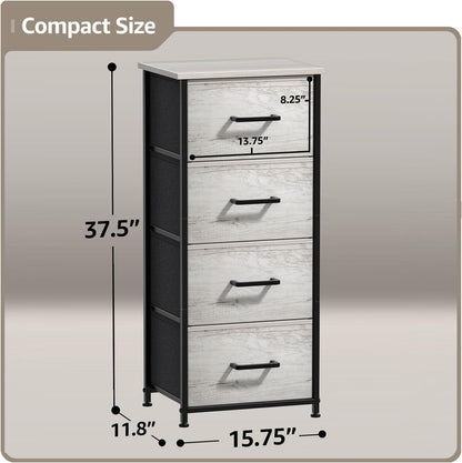 Nightstand, 5-Drawer Tall Chest for Bedroom, Wood Top (Gray Wood)