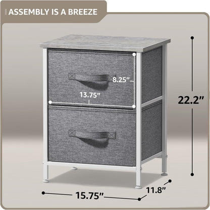 Nightstand, 5-Drawer Tall Chest for Bedroom, Wood Top (Gray Wood)