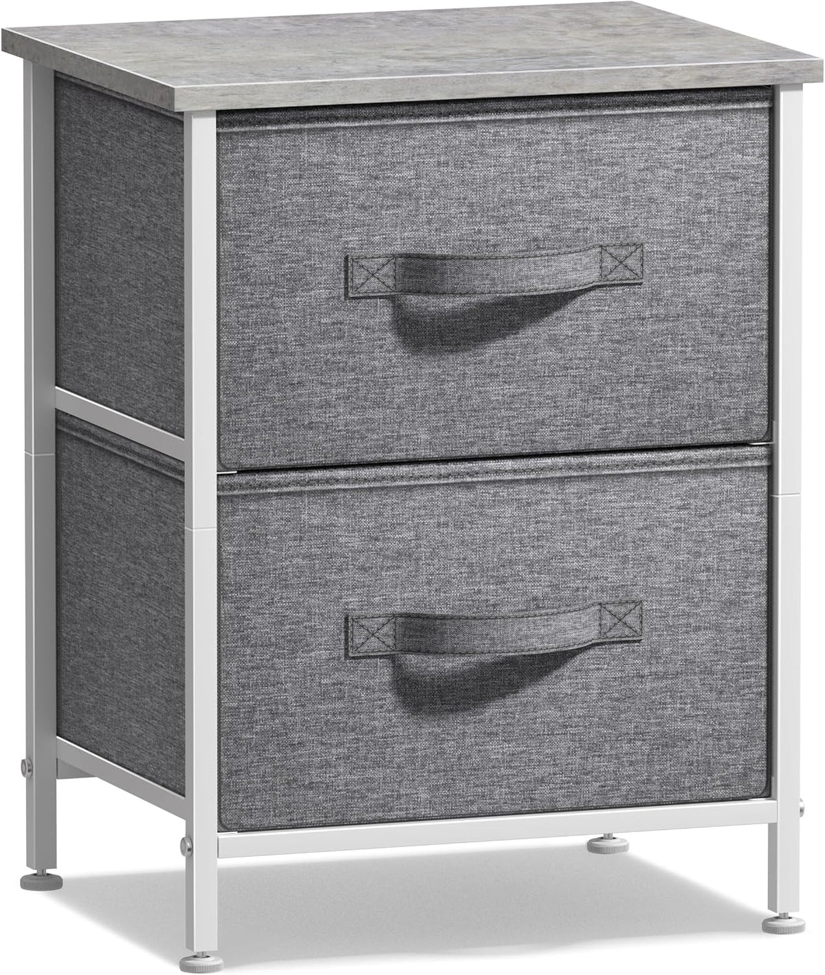 Nightstand, 5-Drawer Tall Chest for Bedroom, Wood Top (Gray Wood)