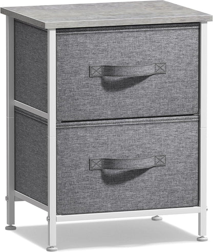 Nightstand, 5-Drawer Tall Chest for Bedroom, Wood Top (Gray Wood)