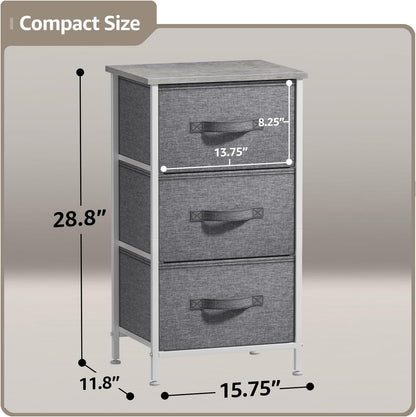 Nightstand, 5-Drawer Tall Chest for Bedroom, Wood Top (Gray Wood)