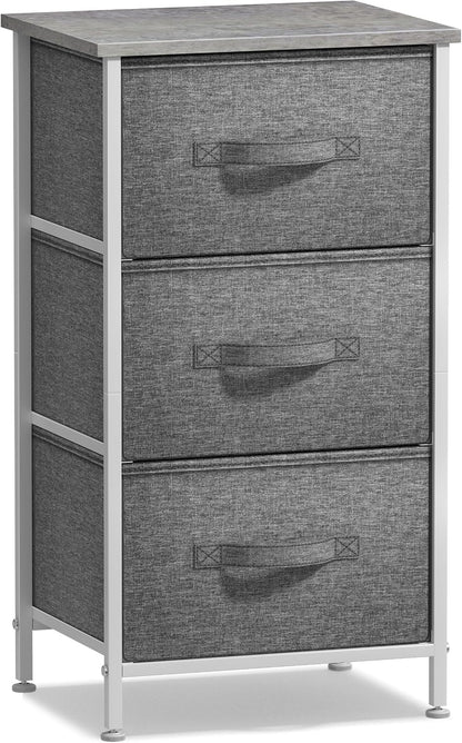 Nightstand, 5-Drawer Tall Chest for Bedroom, Wood Top (Gray Wood)