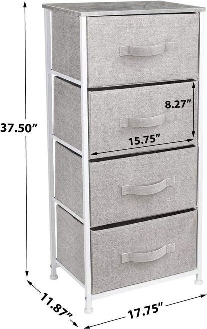 Nightstand, 5-Drawer Tall Chest for Bedroom, Wood Top (Gray Wood)
